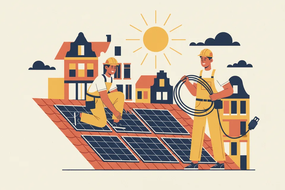 Illustratie: installateur aan het werk